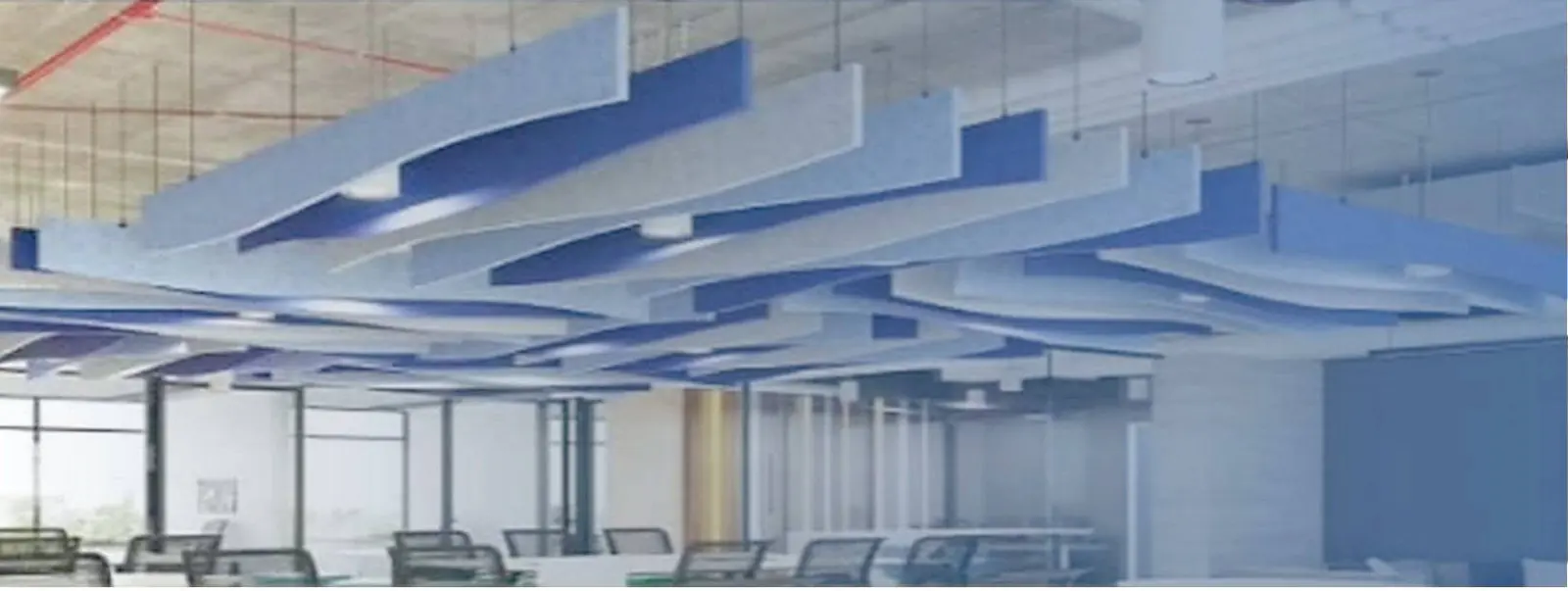 תקרת סטריפים אקוסטיים ACOUSTRIPS במשרד